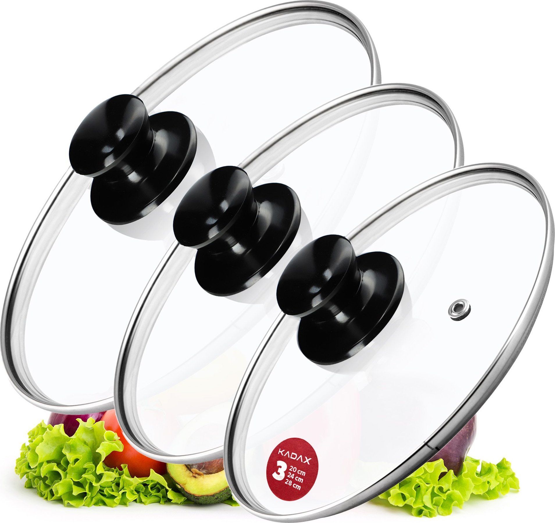 Kadax KADAX Pokrywka Szklana Pokrywa Zestaw 20/24/28cm