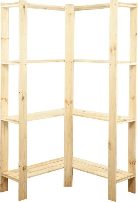 Wamar-Sosenka MAXI Regał Narożny Drewniany 166,4x85x30 cm 4 Półki ażurowe Surowy Drewno sosnowe Naturalny MAXI-4ZA / Wamar-Sosenka