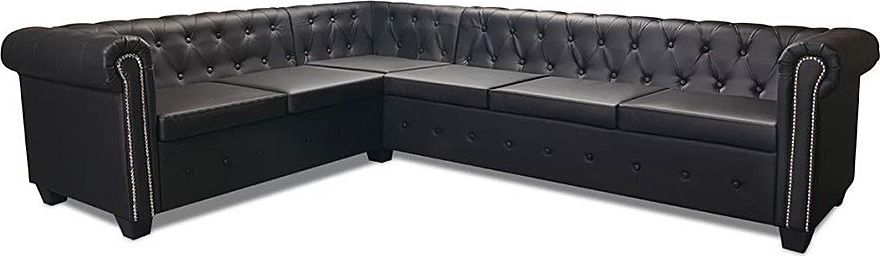 Elior 6-osobowy czarny narożnik w stylu Chesterfield - Charlotte 6Q