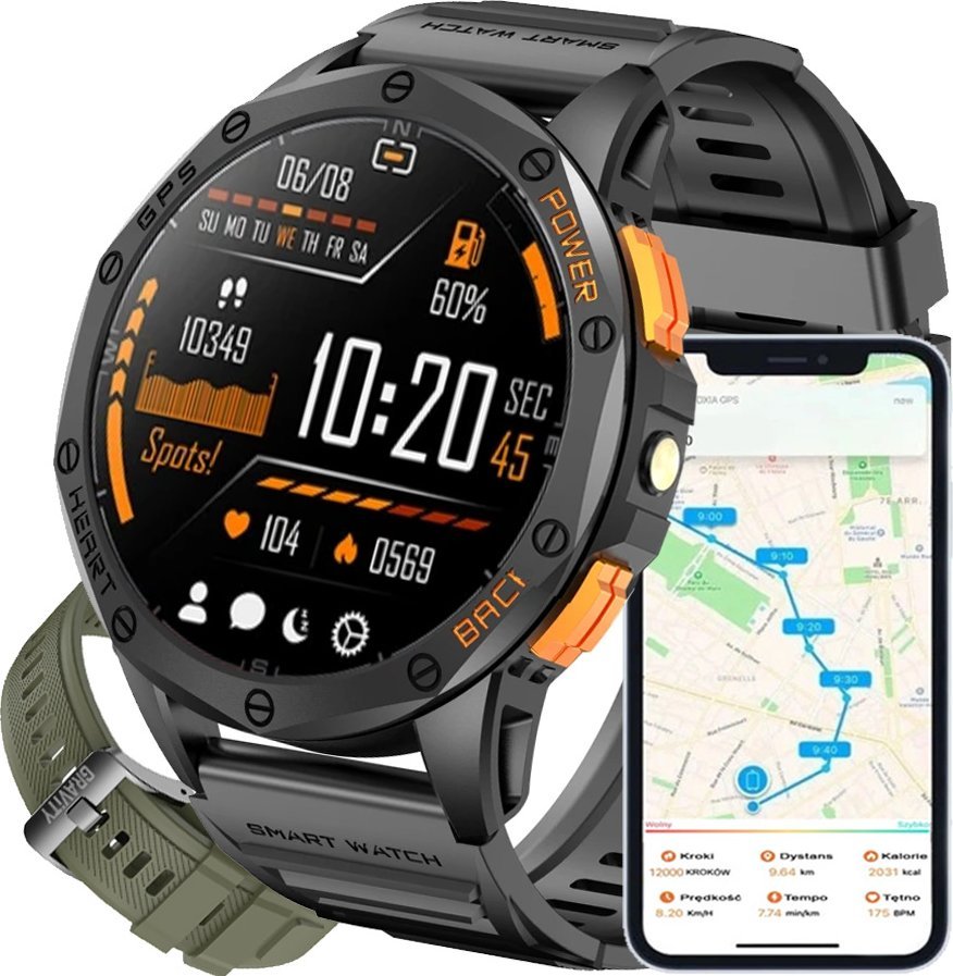 Zegarek męski SMARTWATCH GRAVITY GT24-5 BK/GN/BK PROF