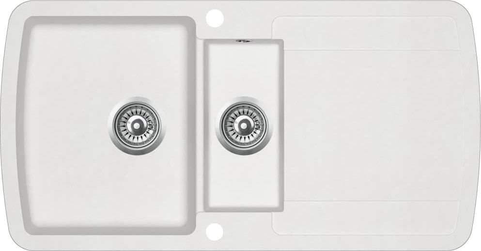 Zlewozmywak vidaXL Granitowy dwukomorowy, biały