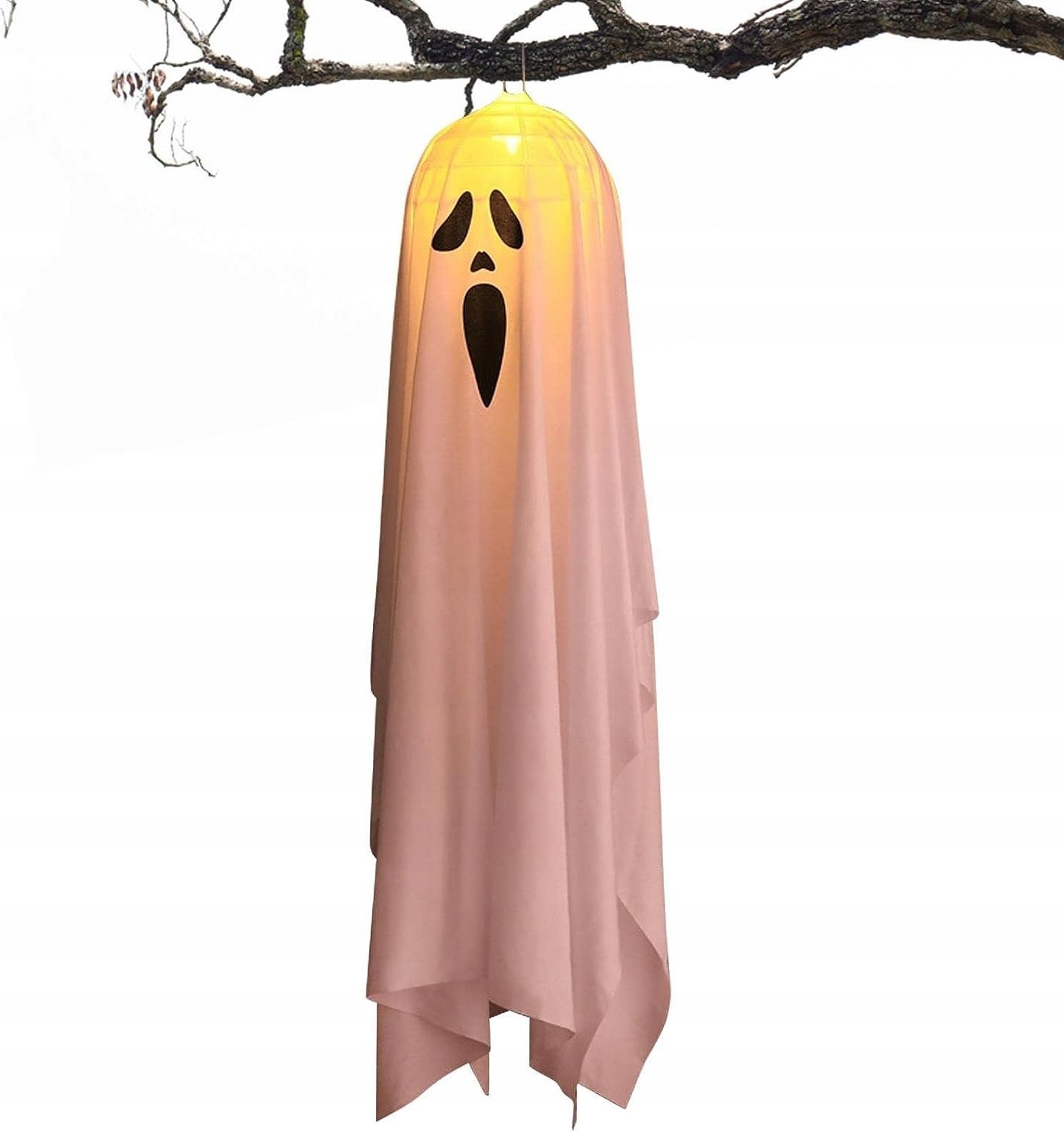 Korbi WISZĄCY DUCH HALLOWEEN ŚWIECĄCY DUSZEK DEKORACDJA 90CM OZDOBA BIAŁY