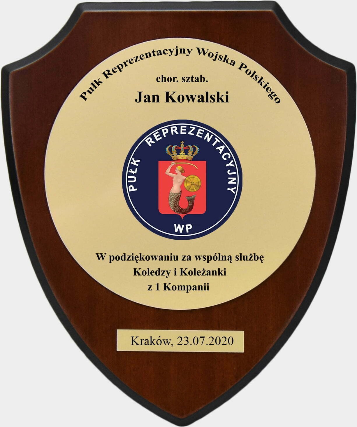 rzezbyzbrazu Grawerowana Tabliczka na Drewnianej Tarczy Prezent dla Wojska