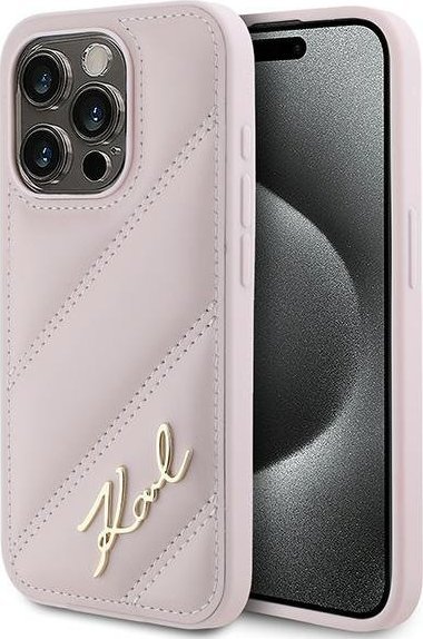 Karl Lagerfeld KLHCP15LPQDSMGP iPhone 15 Pro 6.1" różowy/pink hardcase Diagonal Quilted Script