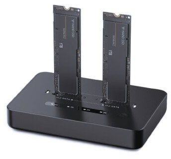 Stacja dokująca Gembird Stacja dokująca do komputerów stacjonarnych z dwoma dyskami SSD USB typu C M.2 NVME i SATA czarny