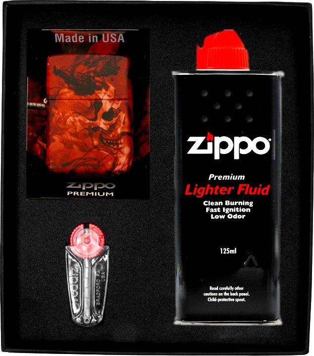 Zestaw ZIPPO Zapalniczka SPOOKY SKULL DESIGN Prezentowy No1