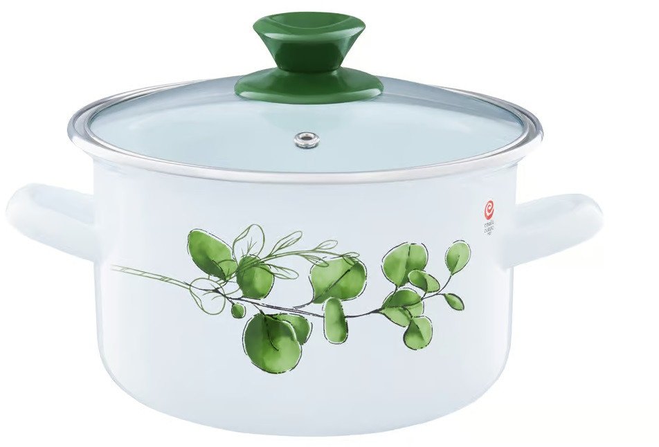 Garnek emaliowany z pokrywką Eukaliptus 5 L EMALIA OLKUSZ