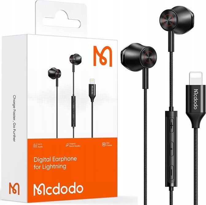 Słuchawki Mcdodo MCDODO SŁUCHAWKI PRZEWODOWE Z MIKROFONEM DOUSZNE LIGHTNING DO IPHONE 14 13