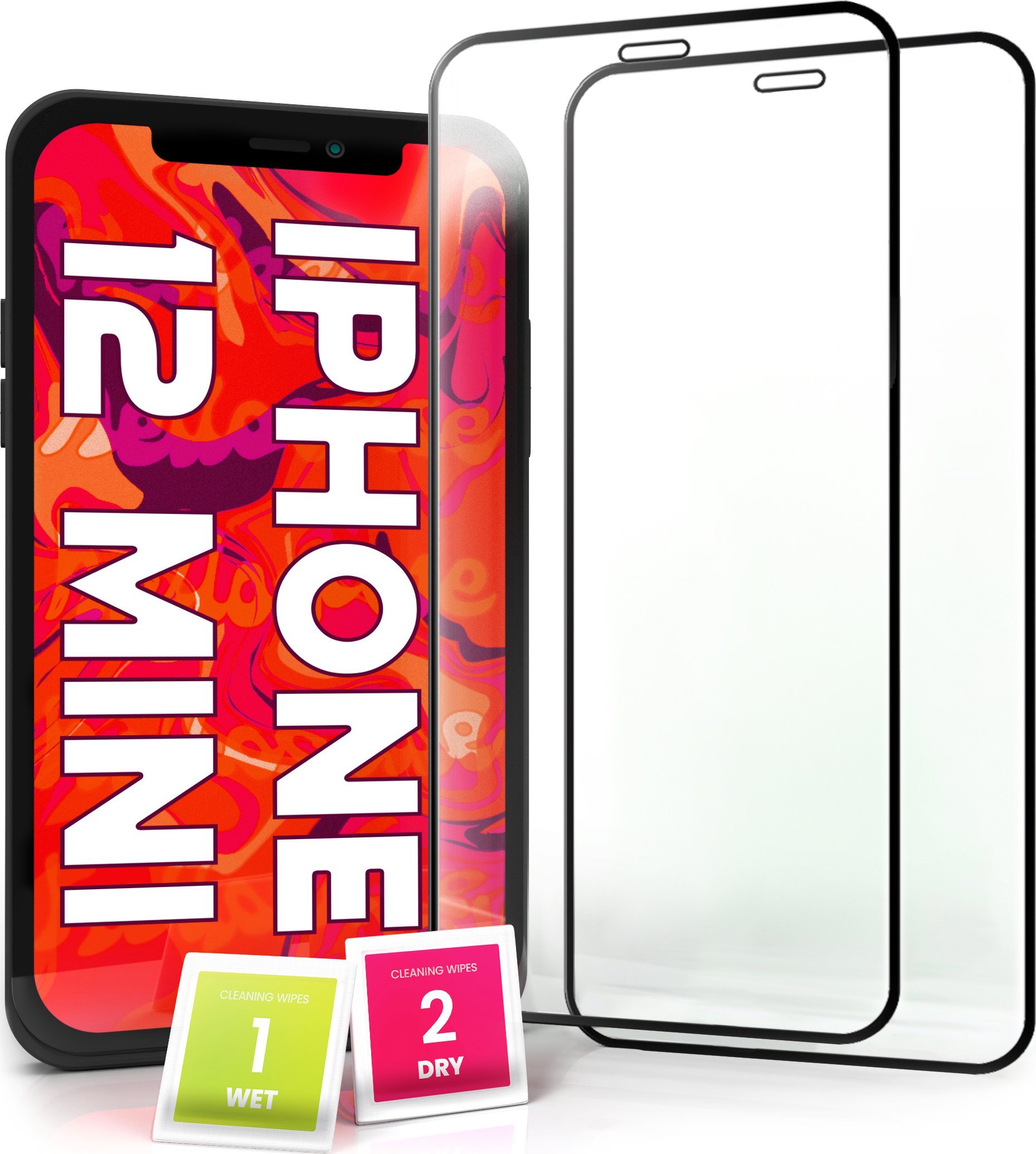 Hello Case 2-pak Szkło Hartowane do iPhone 12 MINI Ochronne Pełne Na cały ekran 5D 9H