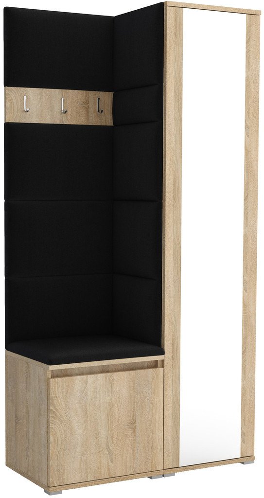 Tapicerowana garderoba Noris VI z lustrem - sonoma + tkanina Trinity 16