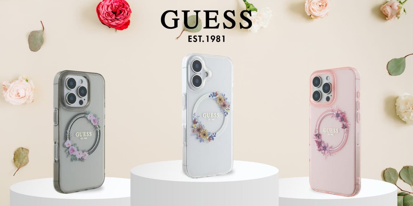 Guess Guess GUHMP16SHFWFCU iPhone 16 6.1" fioletowy/purple hardcase IML Flowers Wreath MagSafe