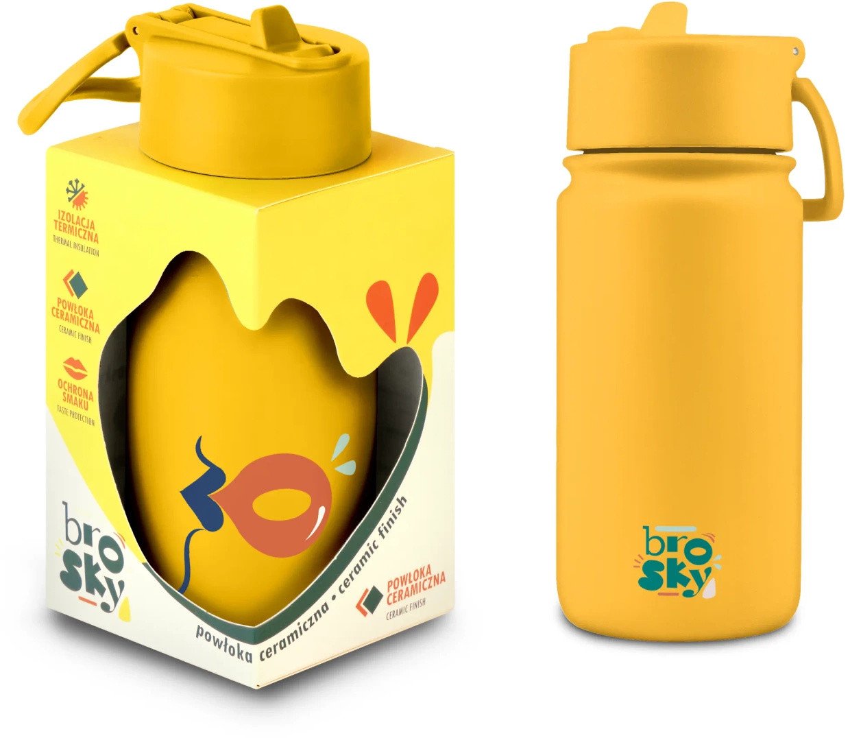 Brosky O. Żółty bidon termiczny na wodę 450 ml