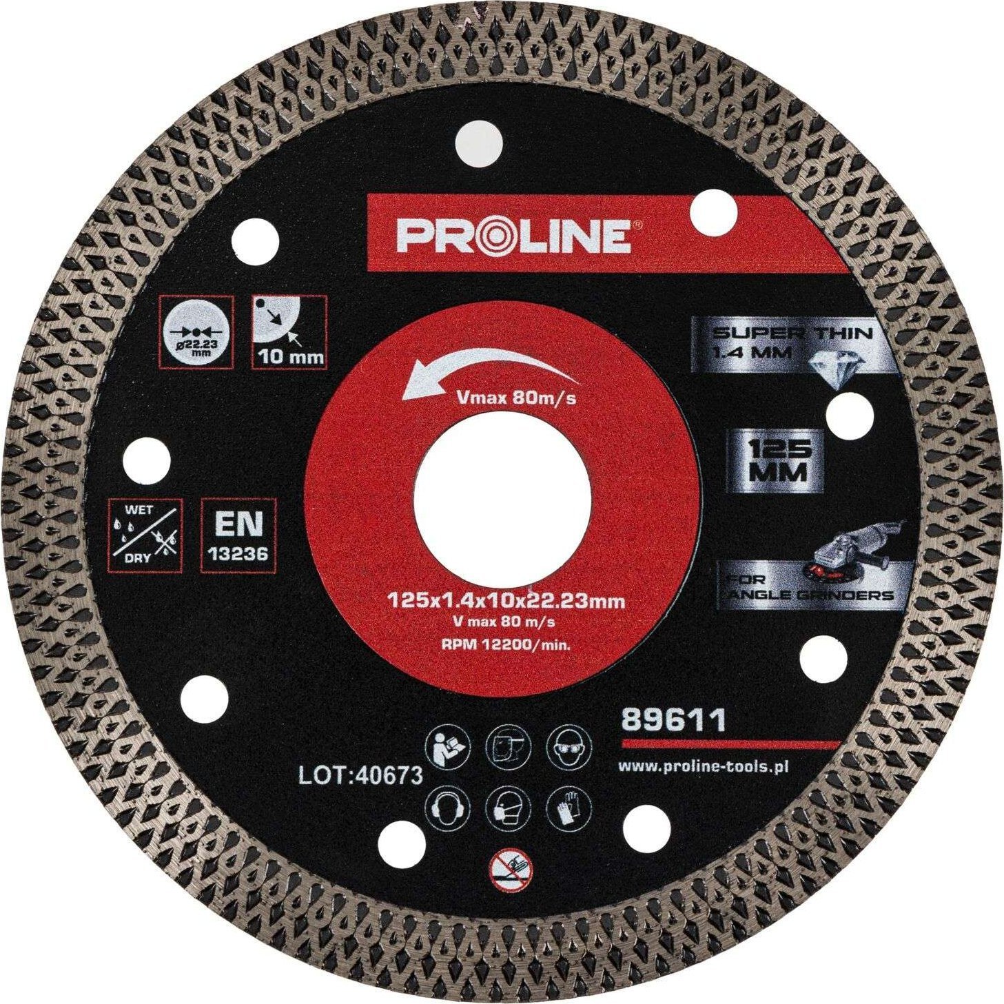 Tarcza diamentowa do cięcia,cienka,125*1.4*10*22.23,proline