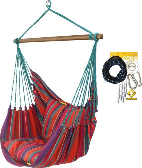 Koala Leżak hamakowy HCXL z zestawem montażowym, czerwono-błękitny zhcxl290-koala/fix/ch1