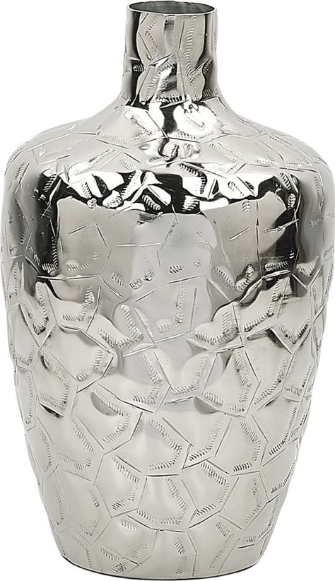Beliani Wazon na kwiaty metalowy 39 cm srebrny INSHAS