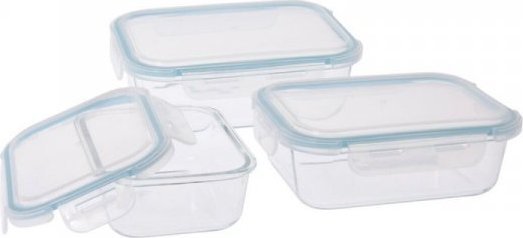 Bigbuy Home Set Pojemników na Lunch Szkło polipropylen 3 Części