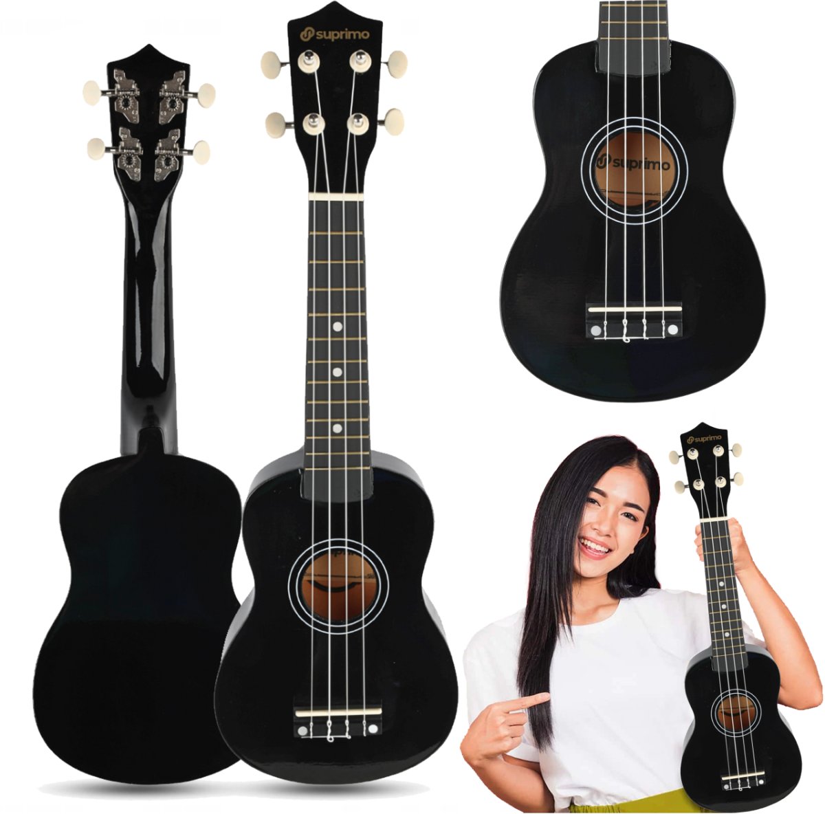 SUPRIMO UK21 BK ukulele sopranowe 21"" czarne drewn