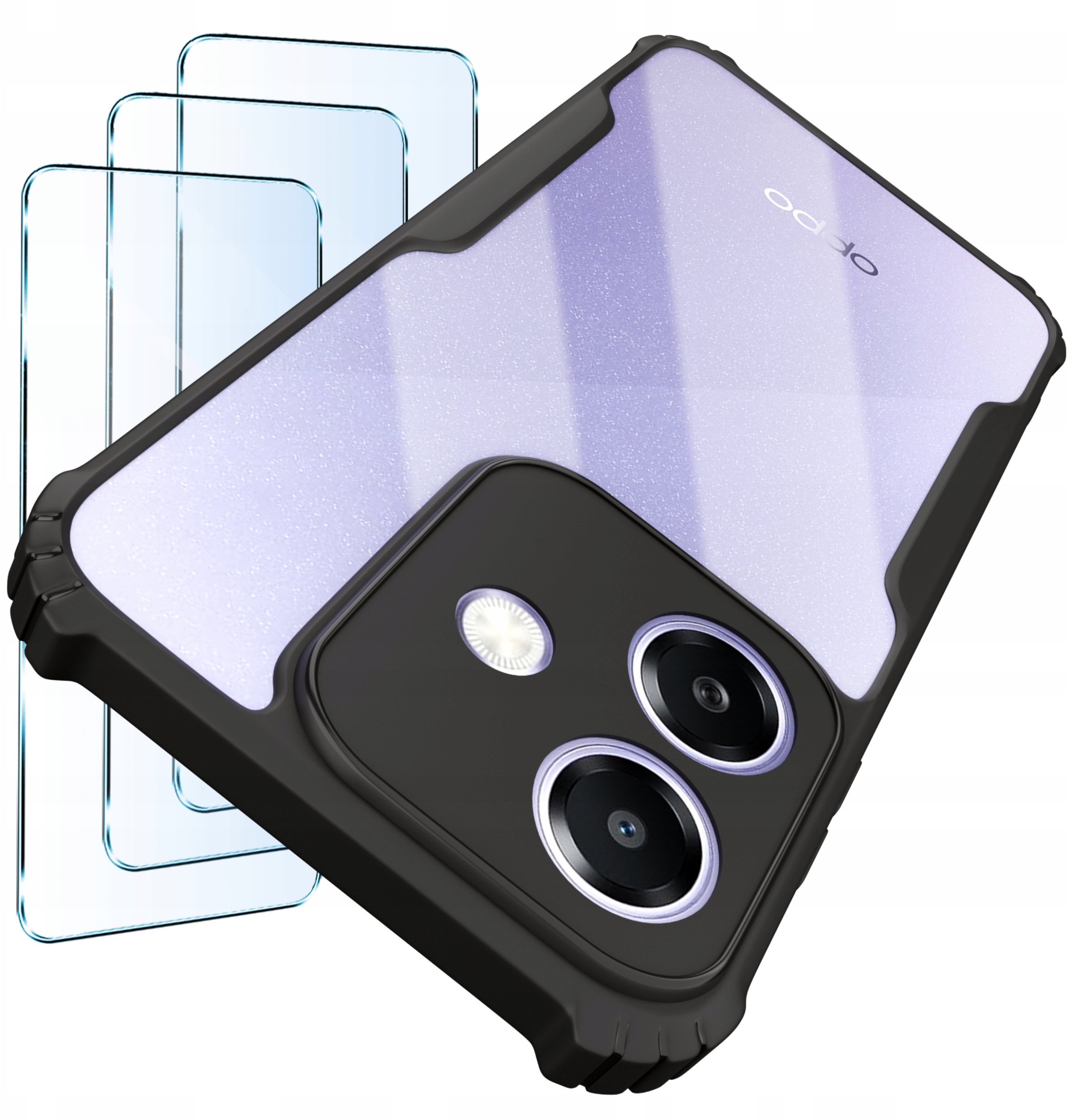 Etui do Oppo A40 | A40M |Pancerne Przeźroczyste Silikonowe| zestaw 3x szkło