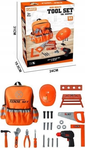 Ramiz Zestaw Majsterkowicza z Plecakiem dla dzieci 3+ Pomarańczowy + Interaktywna Wkrętarko-wiertarka + Narzędzia + Akcesoria