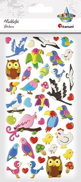 Titanum Naklejki wypukłe ptaki, serca 42szt