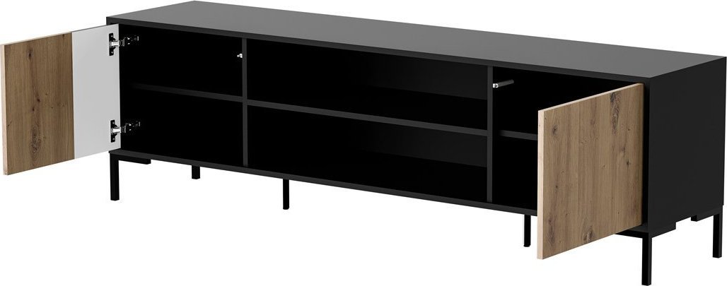 Cama Meble Szafka RTV MERCI 180x40x53,5 czarny/dąb artisan