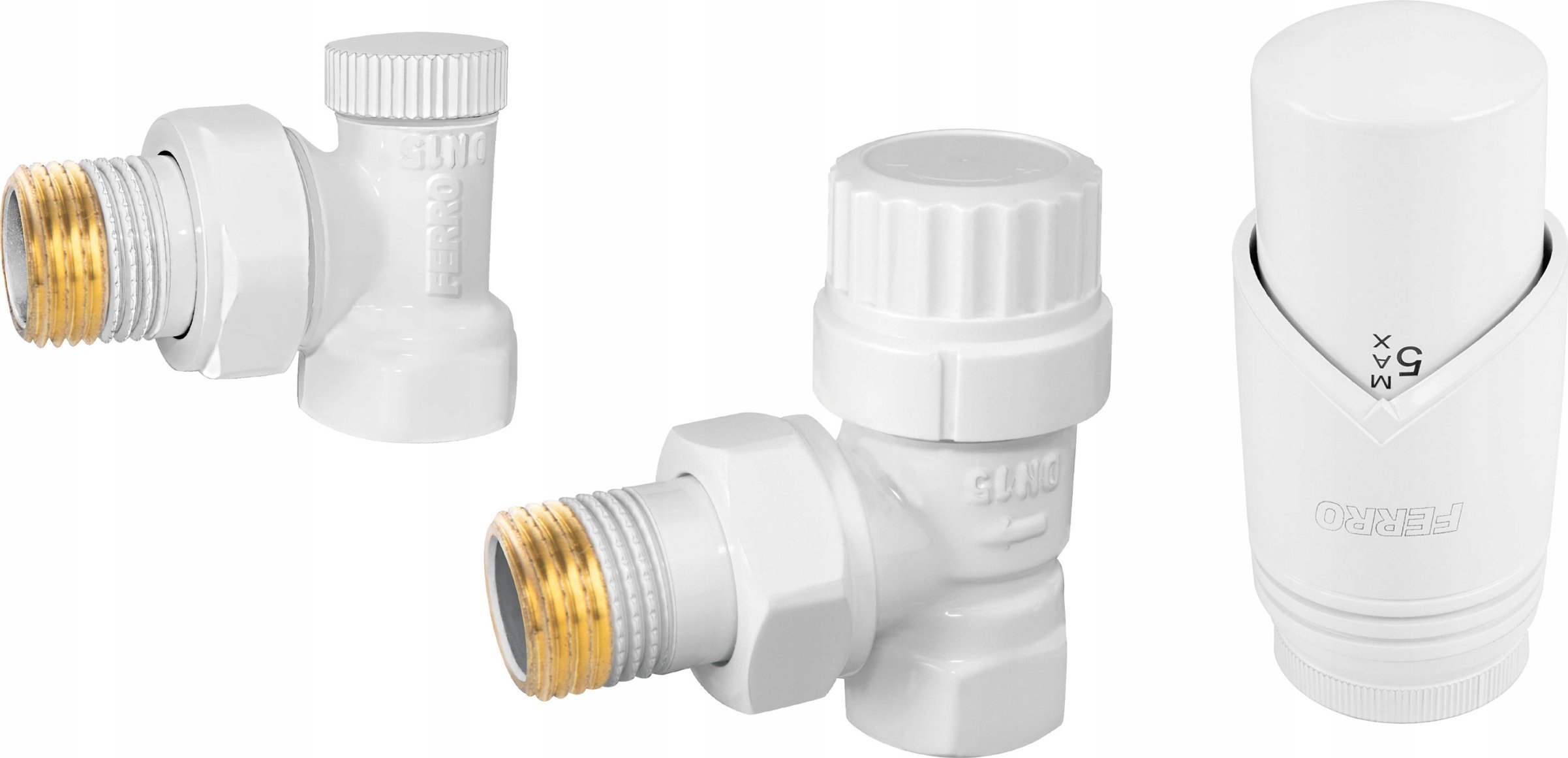 ZTM31WH DEKORACYJNY ZEST.TERMOST. KĄTOWY BIAŁY (GŁOWICA+ZAW.TERM+ZAW.ODC.) FERRO // G.ZT.KT.FERRO-BIAŁY