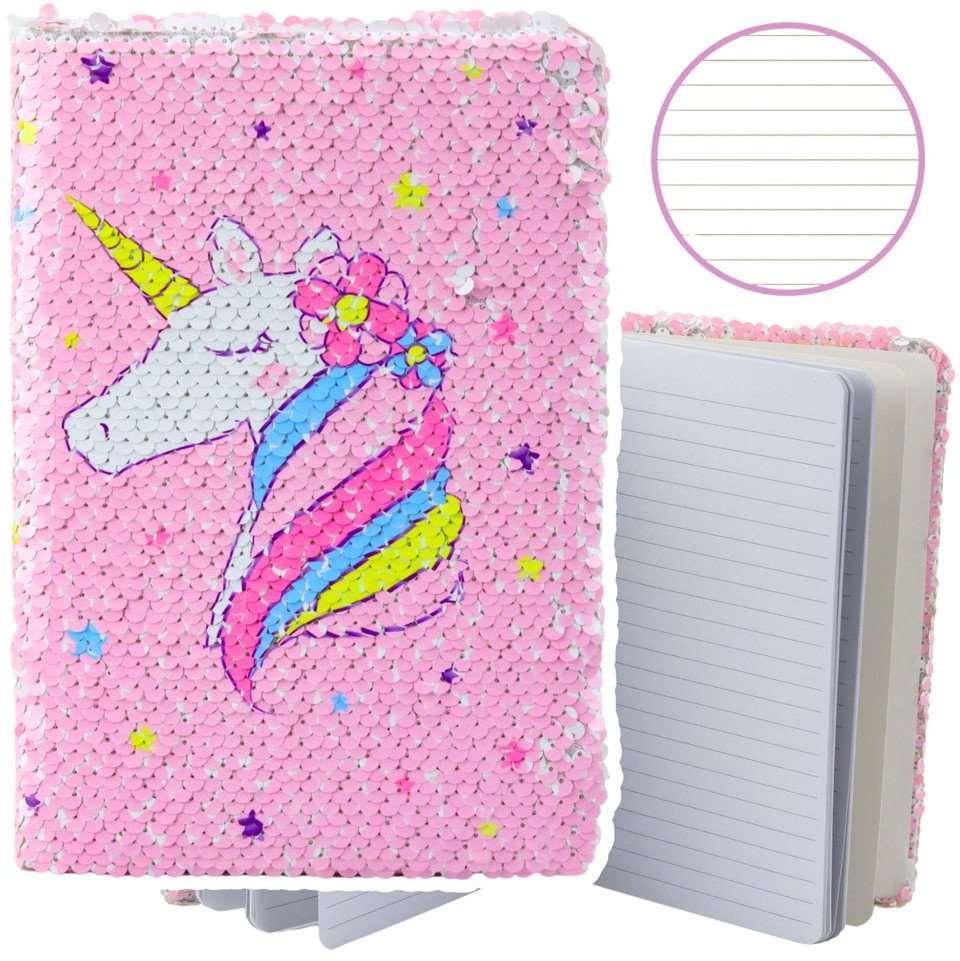 Zeszyt Notatnik W Linie Cekiny Dwukolorowe Jednorożec A5 80 Kartek LEAN