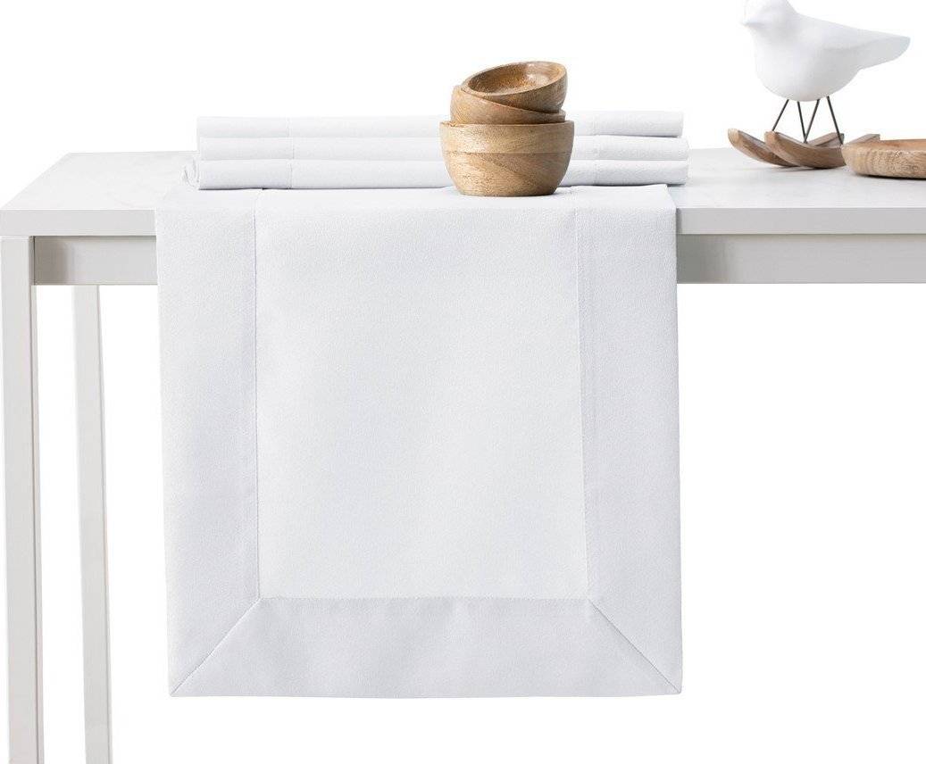 AmeliaHome AmeliaHome Bieżnik plamoodporny gładki mankiet EMPIRE 40X300 biały