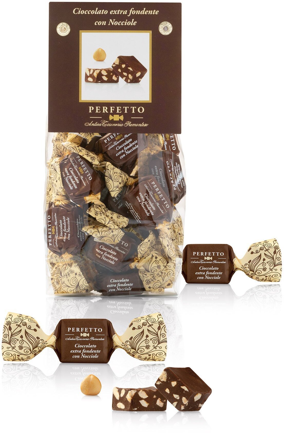 Antica Torroneria Piemontese Czekoladowe cukierki PERFETTO EXTRA FONDENTE 150g