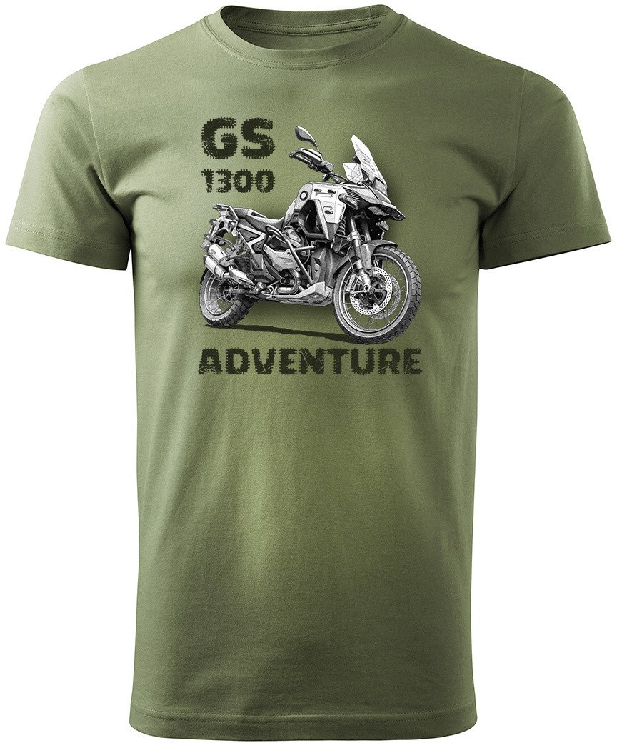 Koszulka motocyklowa z motocyklem na motor BMW GS R 1300 Adventure męska khaki REGULAR M