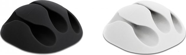 Organizer Delock Uchwyt na kable 3 przeprowadzenia samoprzylepny 6St. czarno-biały