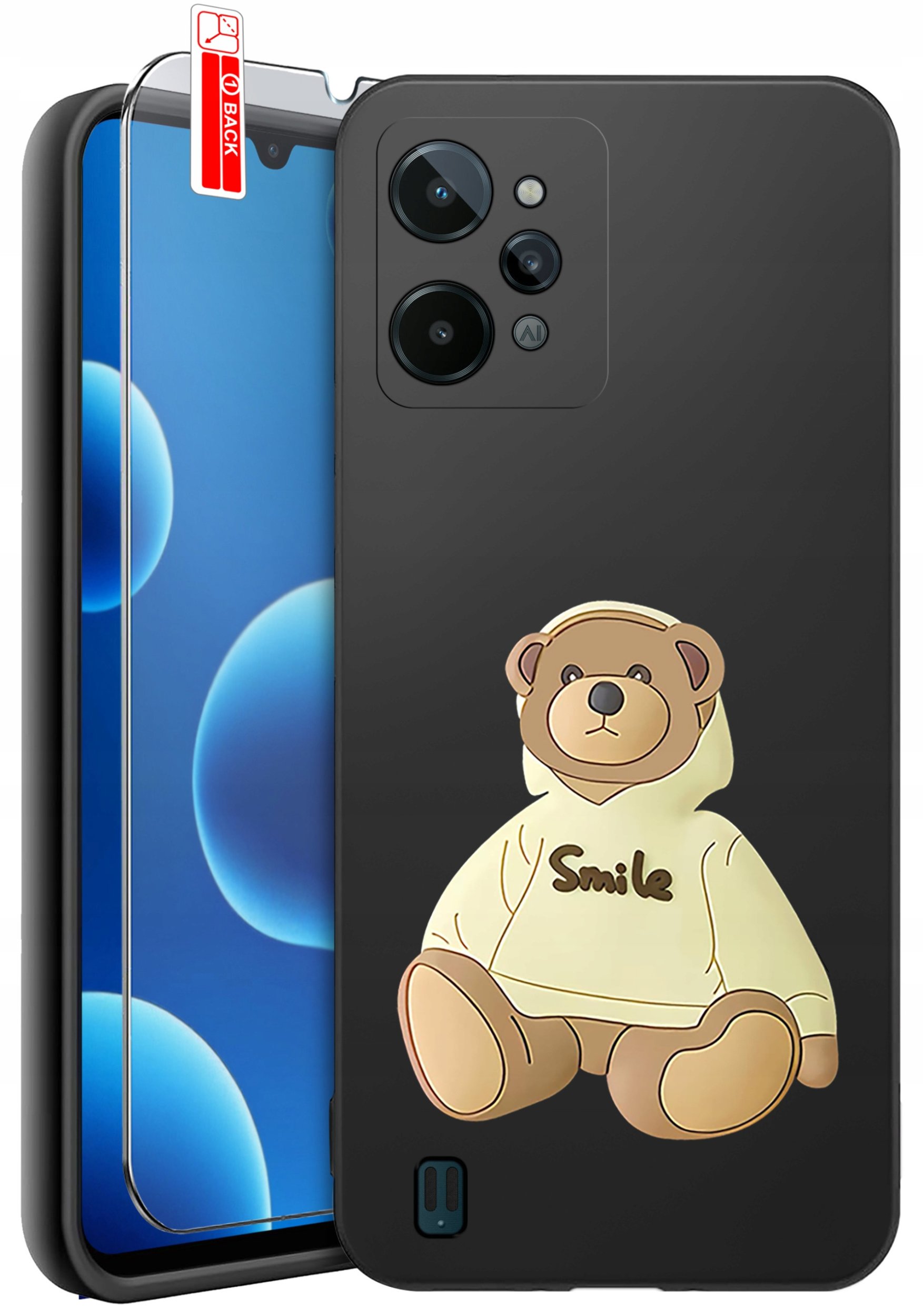 ETUI do Realme C31| WZORY | SILIKONOWE MATT CASE + SZKŁO 9H