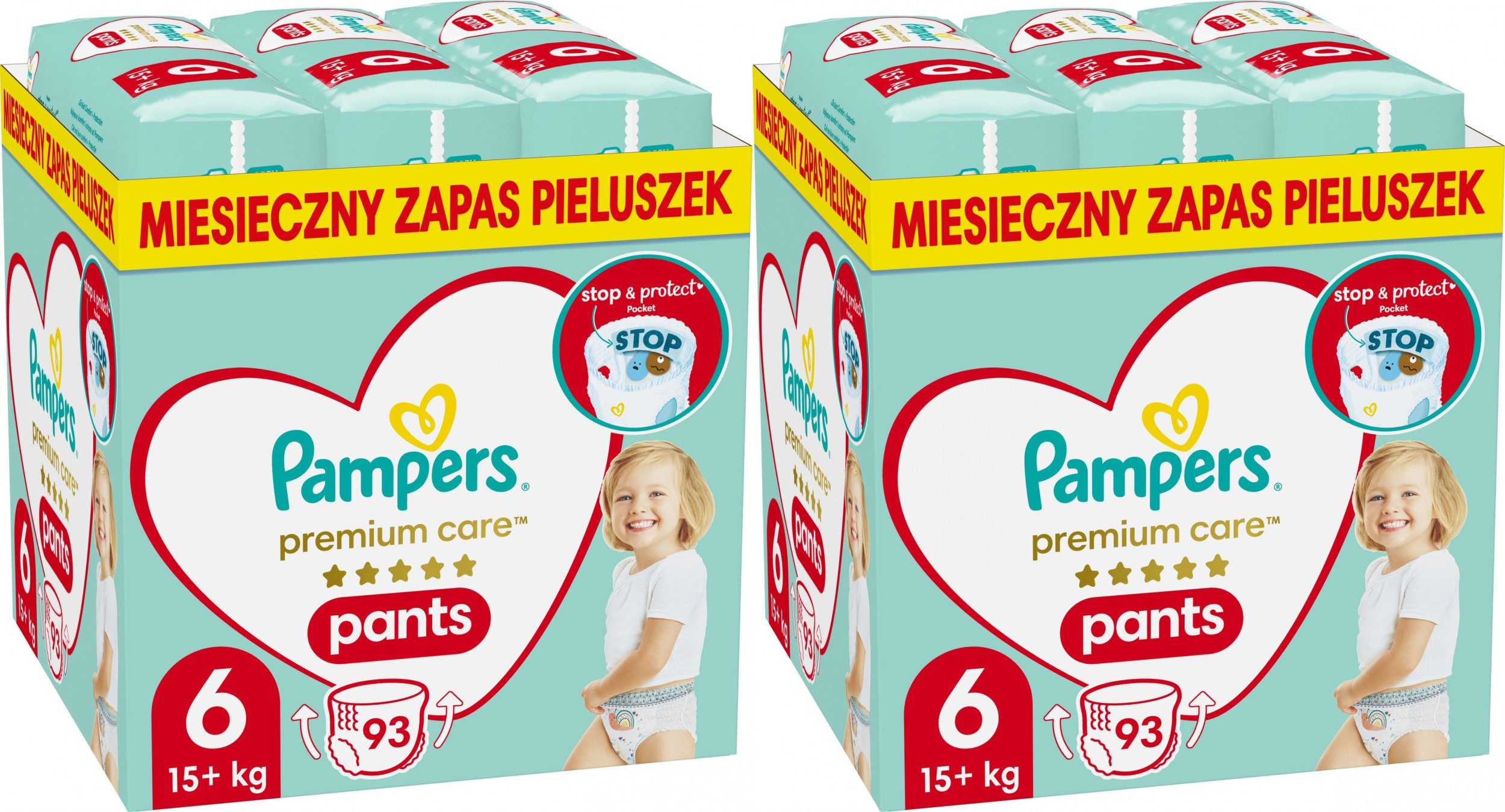 Pampers Pieluchomajtki Premium Care 6, 15+ kg, 93 szt. x2