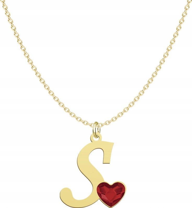 Radziszewska Jewellery Pozłacany Naszyjnik LITERA S z sercem DEDYKACJA