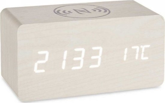 Gift Decor Cyfrowy Zegarek Stacjonarny Biały PVC Drewno MDF (15 x 7,5 x 7 cm)