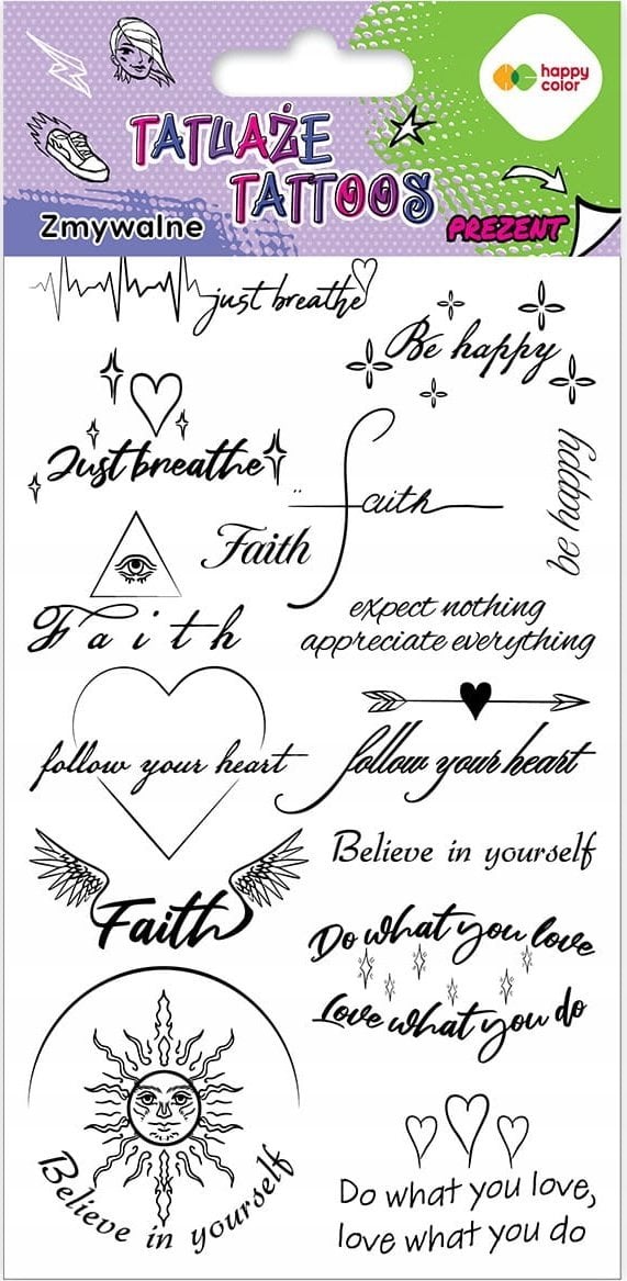 BaByliss Tatuaże zmywalne Words HAPPY COLOR