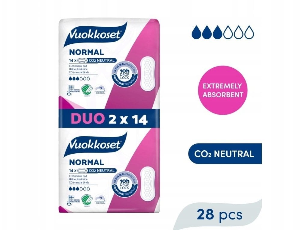 Vuokkoset NORMAL Podpaski bez skrzydełek DUOPACK (2 x 14 szt.)