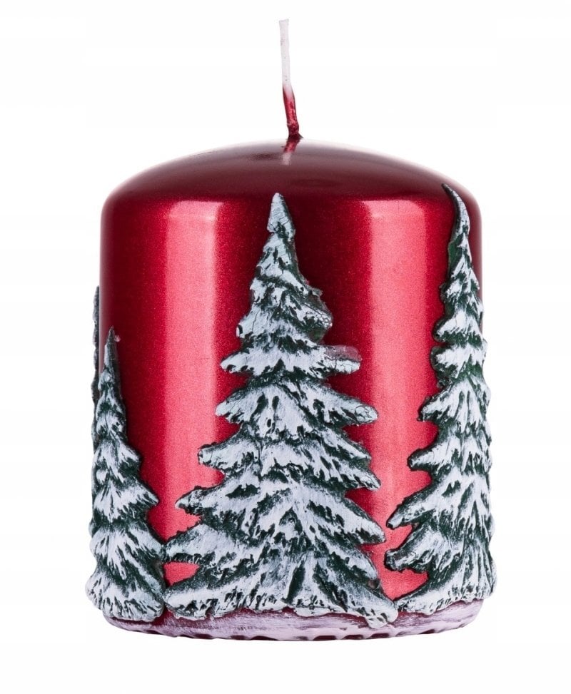 Donau Home Świeca słupek Frozen Dreams, 70x90mm, czerwony