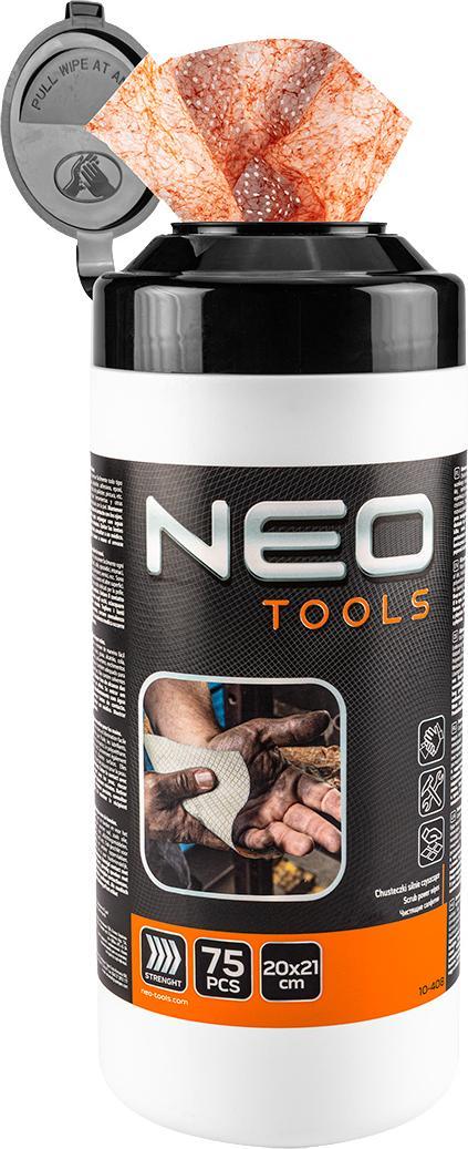 Neo Chusteczki do mycia rąk (Chusteczki ze ścierniwem do mycia rąk oraz czyszczenia powierzchni i narzędzi, słoik 75 szt., 20x21)