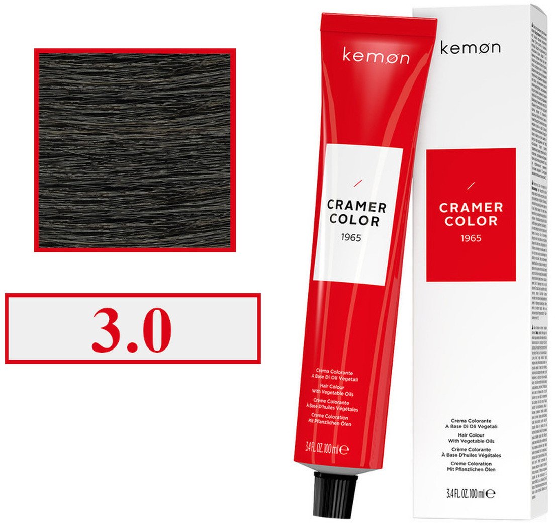 Kemon Cramer Color Kremowa farba do włosów z olejem kokosowym 100ml Dark Mediterranean Nat.Brown (3.0)