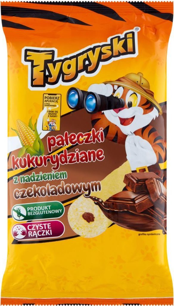 Tygryski Pałeczki kukurydziane z nadzieniem czekoladowym 60 g