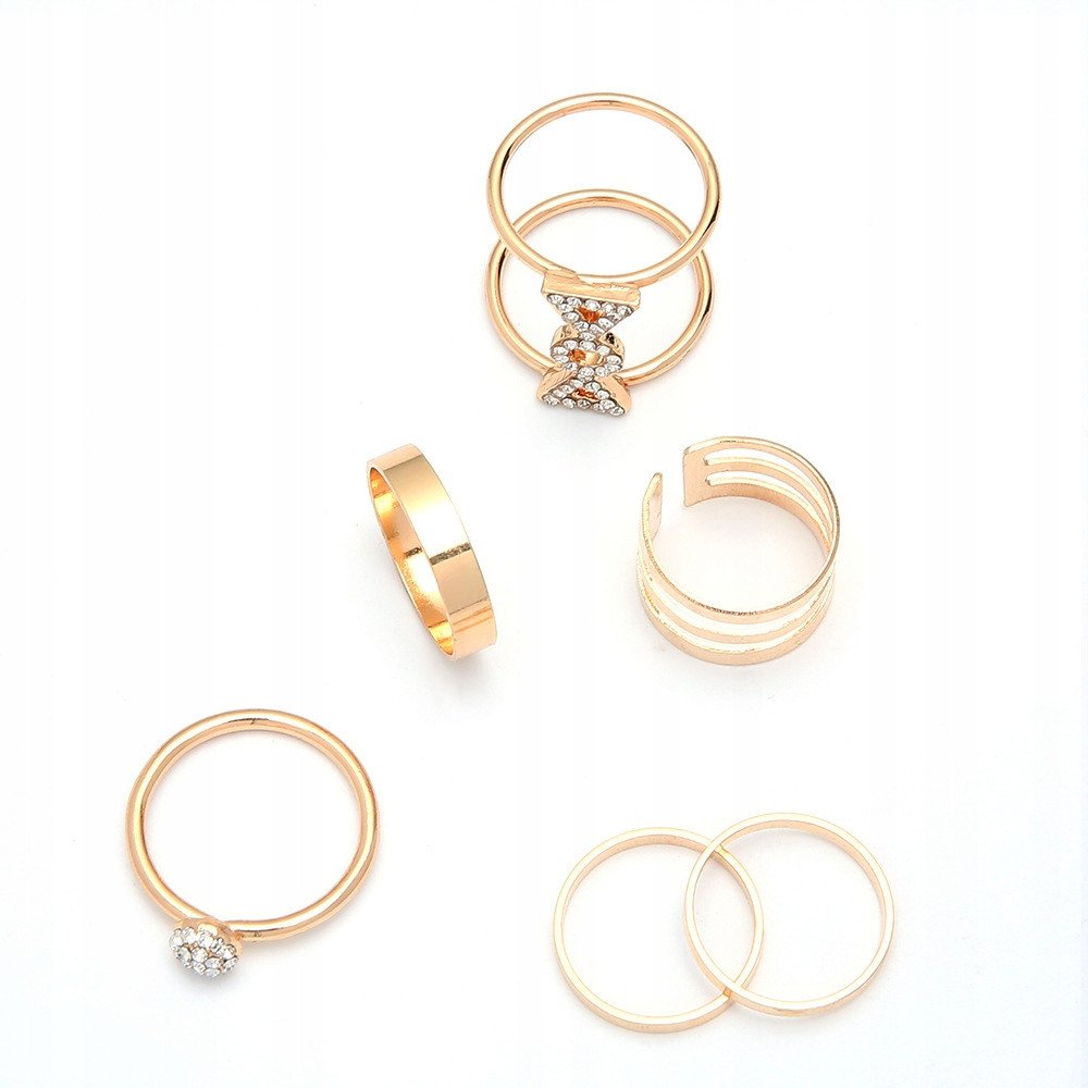 Złoty ZESTAW PIERŚCIONKÓW RETRO PUNK BOHO 68