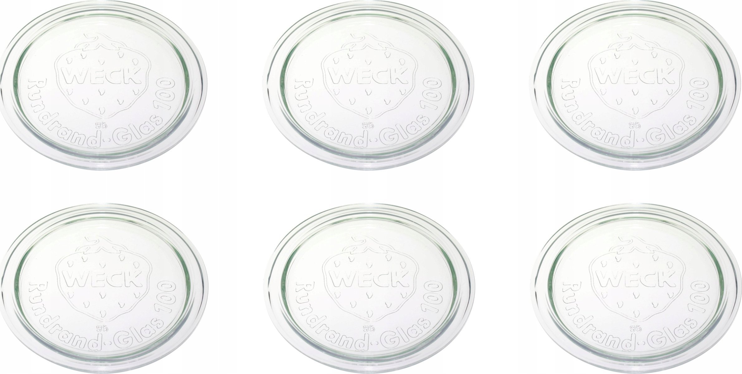 Jata Zestaw Wieczek WECK Słoików Karafek Szklane średnica 100 mm 6 sztuk