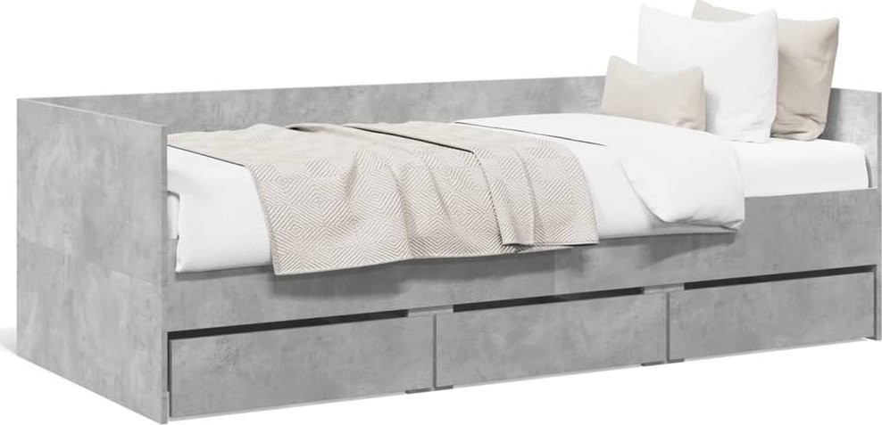 vidaXL vidaXL Łóżko dzienne z szufladami, szarość betonu, 100x200 cm
