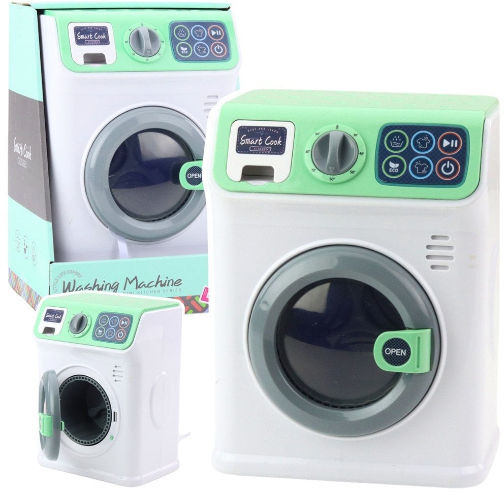 Pralka Dla Dzieci Obrotowy Bęben Światła Dźwięki Biało Zielona