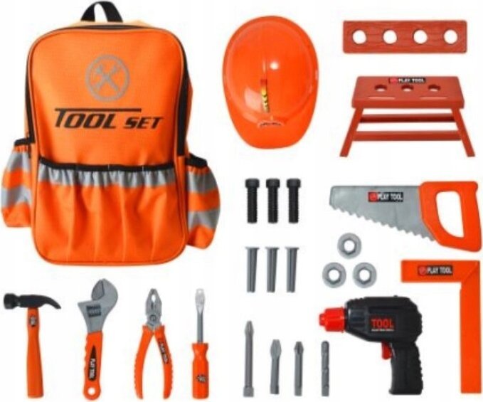 Zestaw Narzędzi Z Plecakiem, Wiertarka Wkrętarka, Narzędzia, Kask, Akcesoria