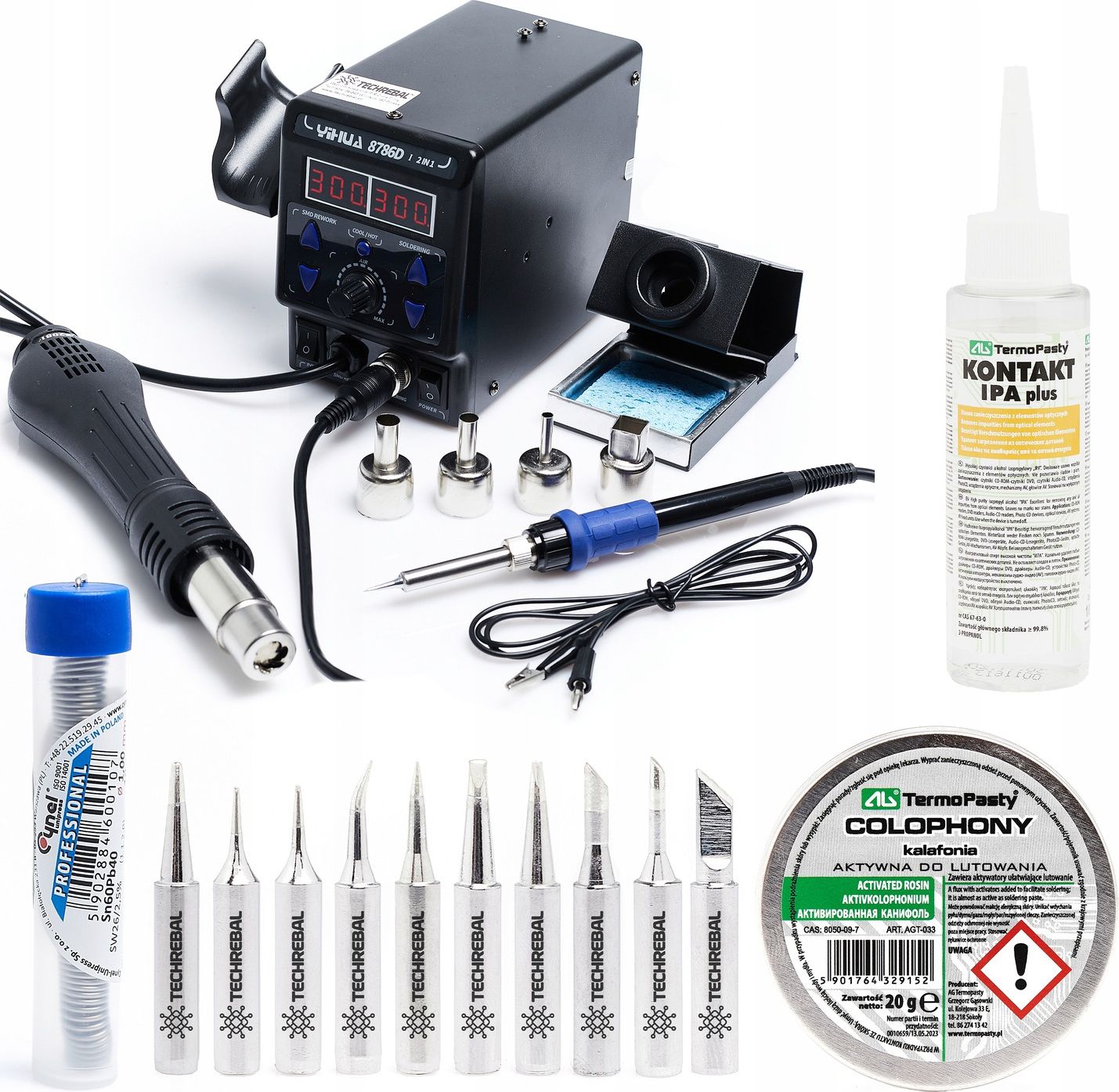 Techrebal SUPER ZESTAW STACJA 8786D-I + GROTY KALAFONIA CYNA