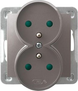 Ospel Gniazdo podwójne Impresja z uziemieniem z przesłonami torów prądowych tytan (GP-2YRZP/m/23)