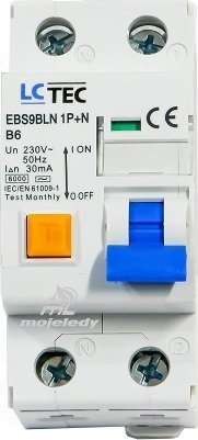 LCTec Wyłącznik różnicowoprądowy B 6A 30mA 1P+N EBS9BLN