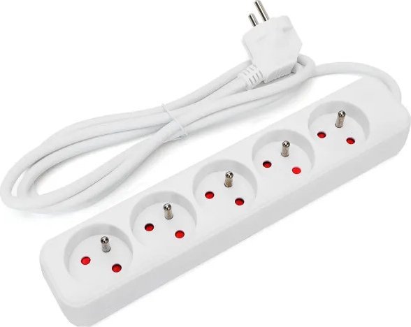 Aigostar Listwa zasilająca na 5 gniazd typu francuskiego bez przełącznika Listwa zasilająca na 5 gniazd typu francuskiego bez przełącznika